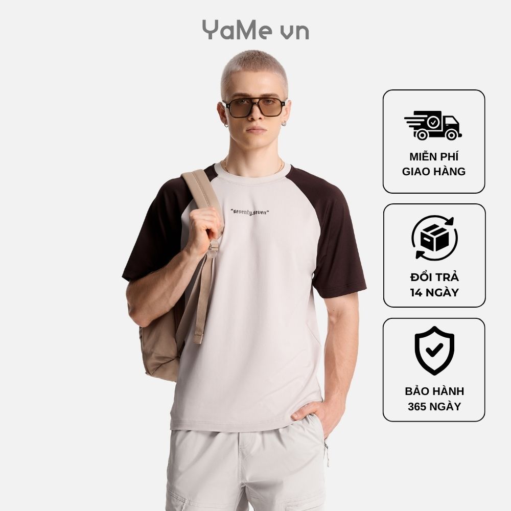 Áo Thun Nam Raglan ColorLock™ Thoáng Mát Seventy Seven 003 Dáng Ôm Vừa F2 22709 |YaMe|