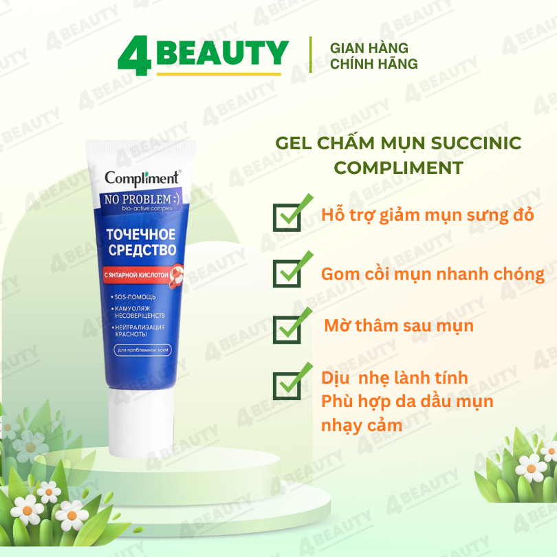 Gel Chấm Mụn Compliment Succinic Acid Giảm Mụn Sưng Đỏ, Dịu Nhẹ Cho Da Nhạy Cảm - 4beauty
