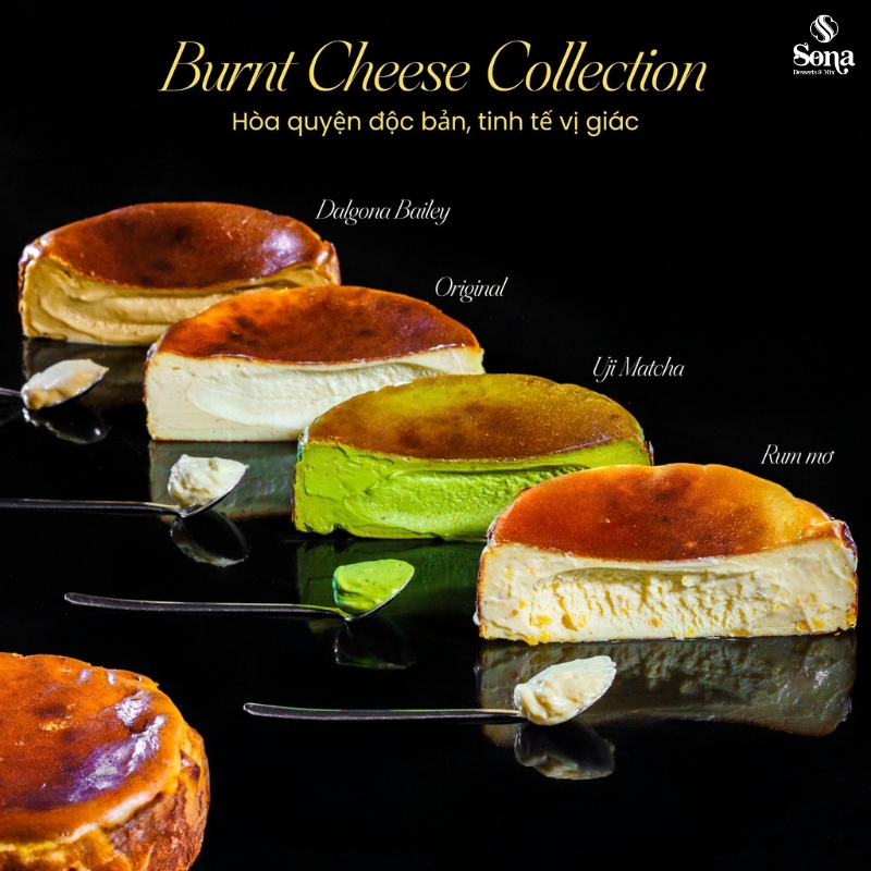 [Hoả Tốc HCM HN] Bánh BurntCheese Phô Mai Nướng 5 Vị Original, Dalgona Baley, Matcha, Rom Mơ, Durian