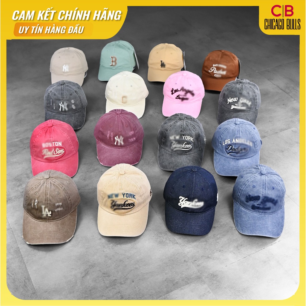 (𝗖𝗵𝗶́𝗻𝗵 𝗵𝗮̃𝗻𝗴) Tổng Hợp Mẫu Mũ Nón MLB Jean – Varsity Vintage Cursive, Form Chuẩn, Chất Vải Cao Cấp