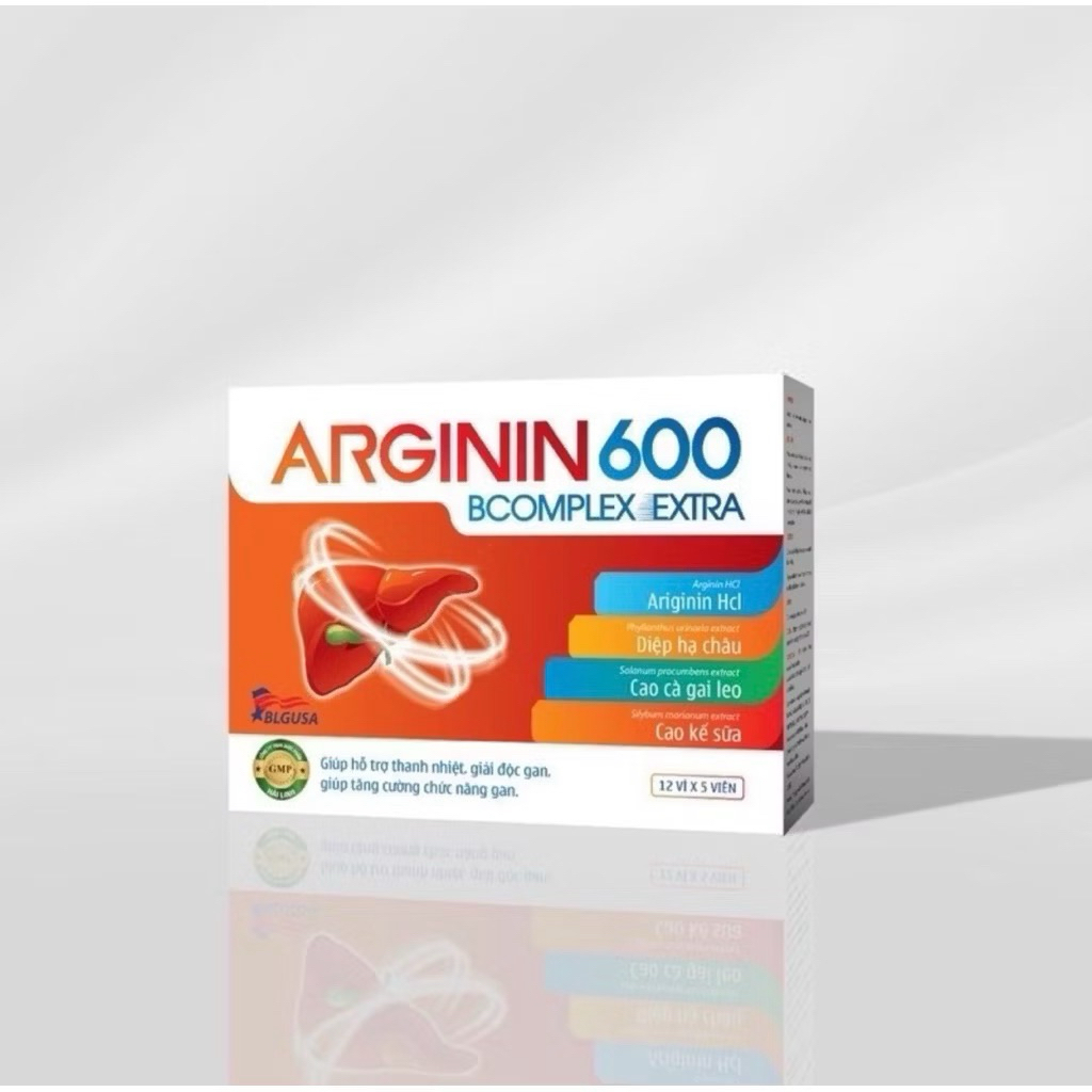 Hộp 60 viên Arginin 600 Bcomplex extra có chứa cà gai leo giúp mát gan, hạ men gan, tăng cường chức 