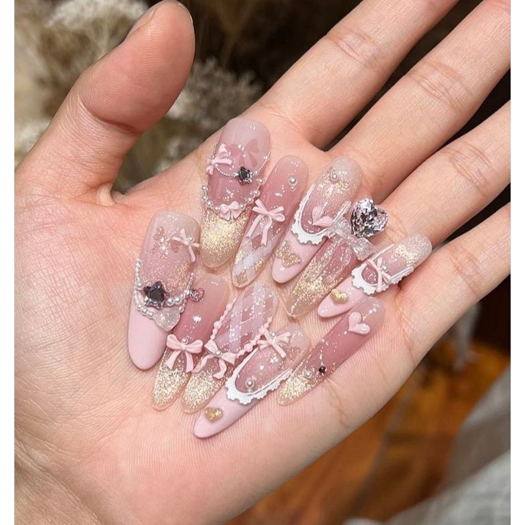 4 Nailbox thiết kế, màu hồng mắt mèo , from hạt gạo