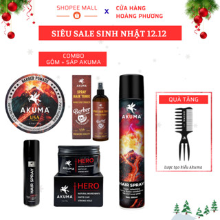   COMBO  Sáp Vuốt Tóc Gôm Xịt Tóc Xịt Tạo Phồng Tóc AKUMA Hàng Chính Hãng Giữ Nếp Lâu Tạo Kiểu Chuẩn Salon 