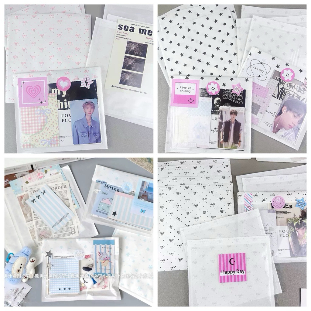 NIKKI HOUSE-SET 5 TÚI KÍNH TRONG HOẠ TIẾT SIZE 18x19