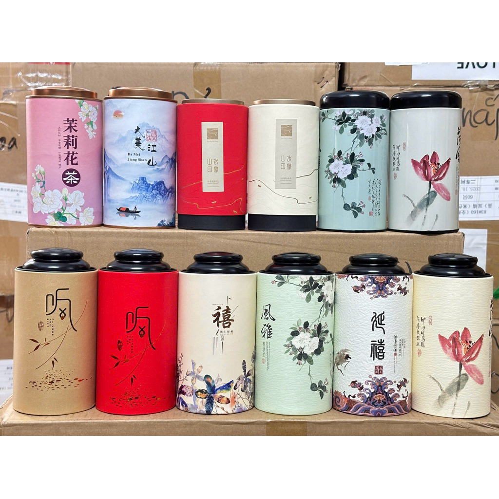 Hộp chè tròn - vỏ hộp chè 100g dùng trang trí tráp, bày lễ, giỏ quà tết