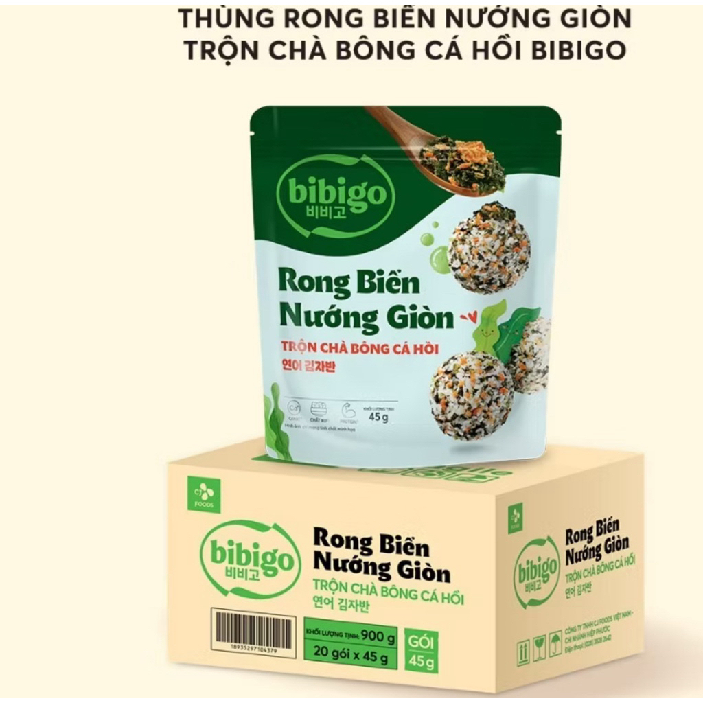 Rong biển nướng giòn ăn liền Hàn Quốc vị nước tương Bibigo