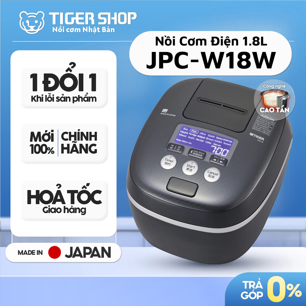 JPC-W18W | Nồi Cơm Điện Tử Cao Tần Áp Suất TIGER JPC-W18W 1.8 Lít [Có Hỏa Tốc - CHÍNH HÃNG]