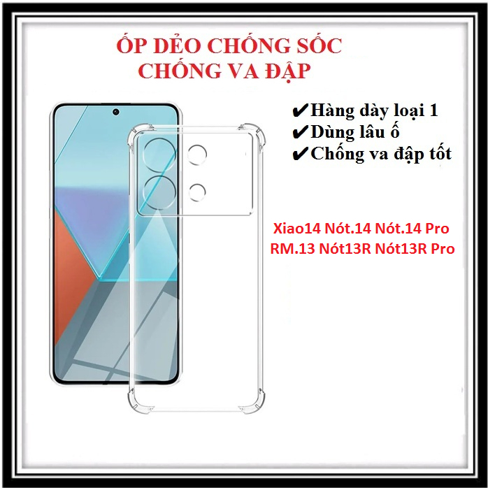 Ốp lưng Xiao 14 Nót 14 Nót 14 Pro Rm 13 13R Nót 13R Pro Silicon chống sốc chống va đập