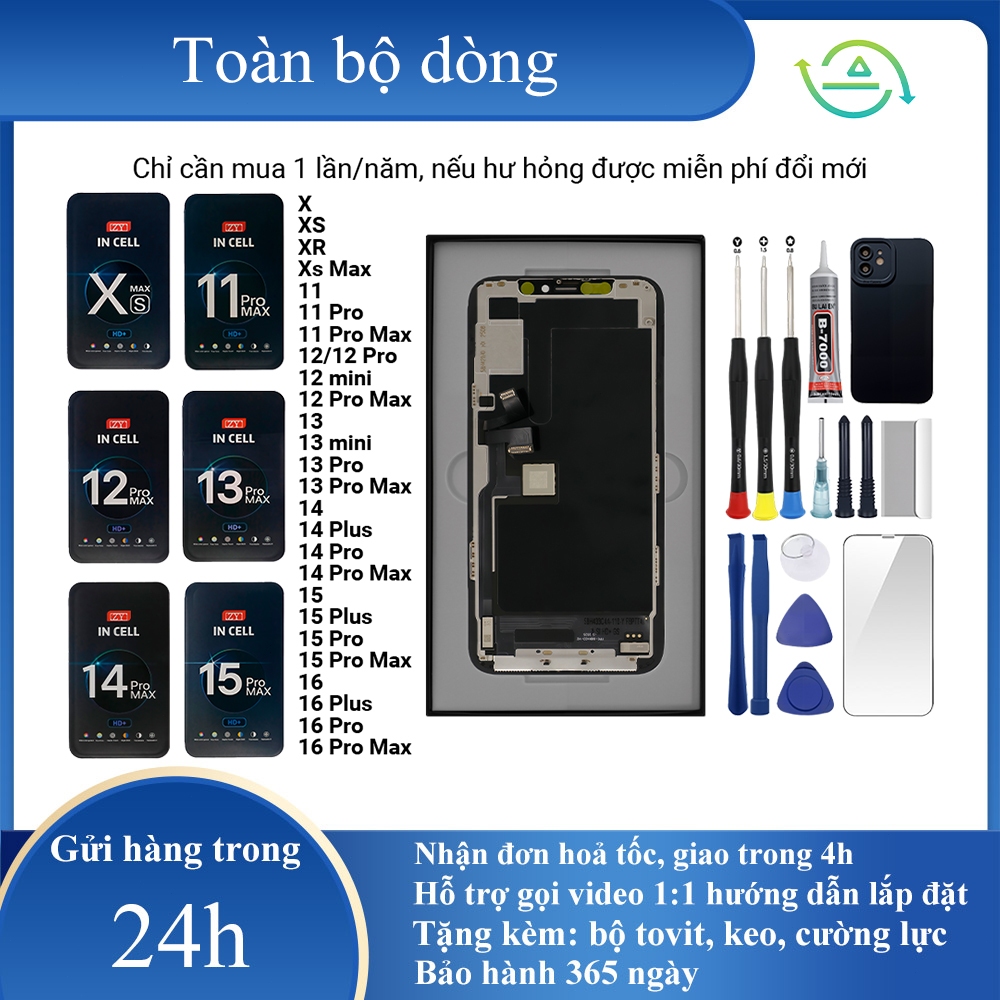 Màn hình GX/ZY chính hãng tương thích với iPhoneX/XS/Xs Max/11/12/13/MINI/14/15/16/Pro/Plus/Pro Max
