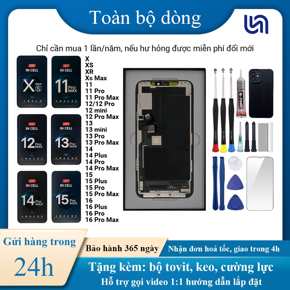 Màn hình GX/ZY chính hãng tương thích với iPhoneX/XS/Xs Max/11/12/13/MINI/14/15/16/Pro/Plus/Pro Max