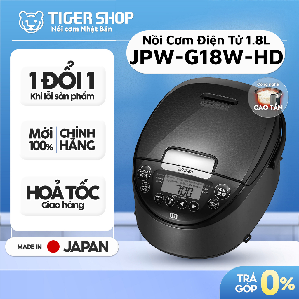 JPW-G18W-HD -- Nồi Cơm Điện Tử Cao Tần TIGER JPW-G18W 1.8 Lít [Có Hỏa Tốc - CHÍNH HÃNG]