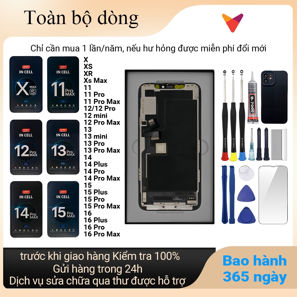 Màn hình GX/ZY chính hãng tương thích với iPhoneX/XS/Xs Max/11/12/13/MINI/14/15/16/Pro/Plus/Pro Max