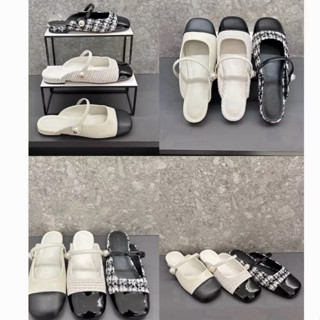   Sẵn Giày sục bệt quai đính hạt ngọc dang trọng đế 1cm FULLBOX #2914-5 