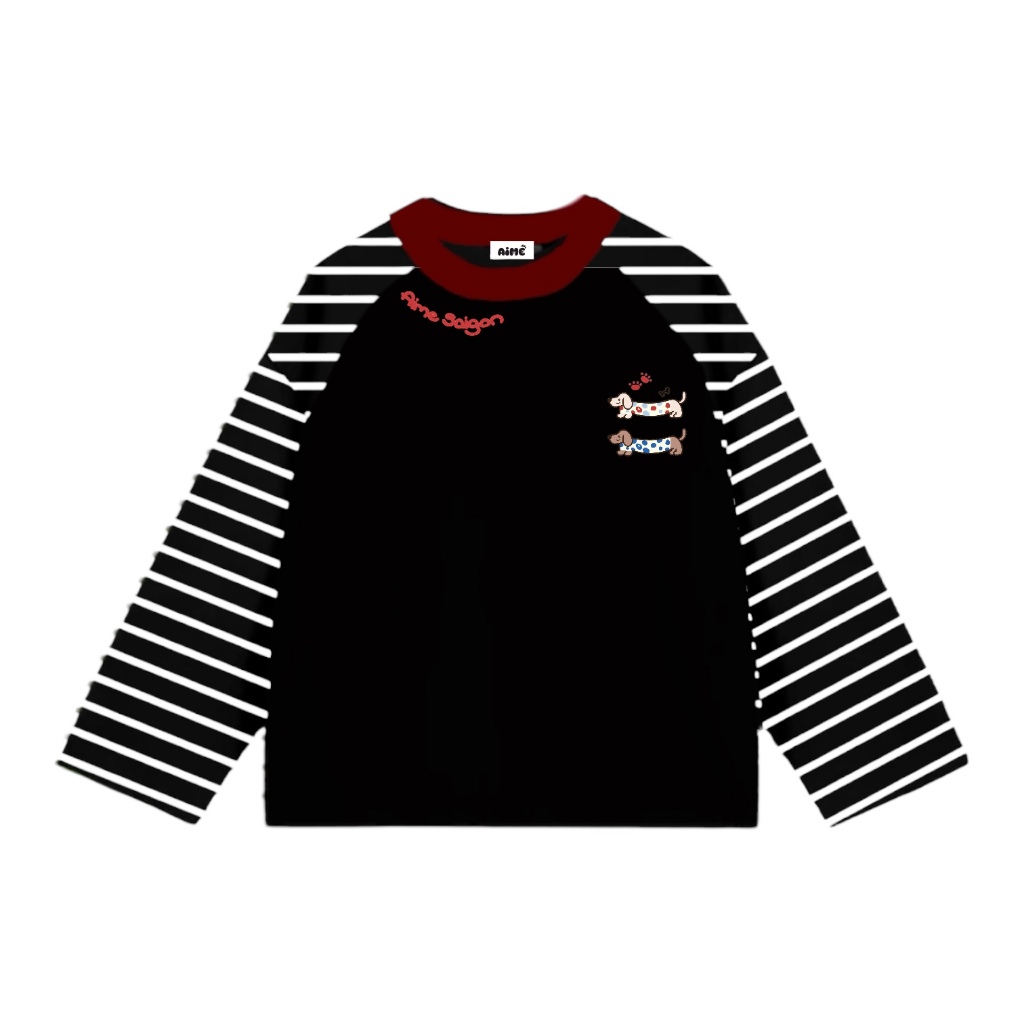 [Ver2] Aimesaigon Áo Thun Tay Dài Raglan Phối Sọc Ngang Long Sleeve Boxy AIMÉ Form Rộng Cổ Tròn Unisex Áo Thu Đông | BigBuy360 - bigbuy360.vn