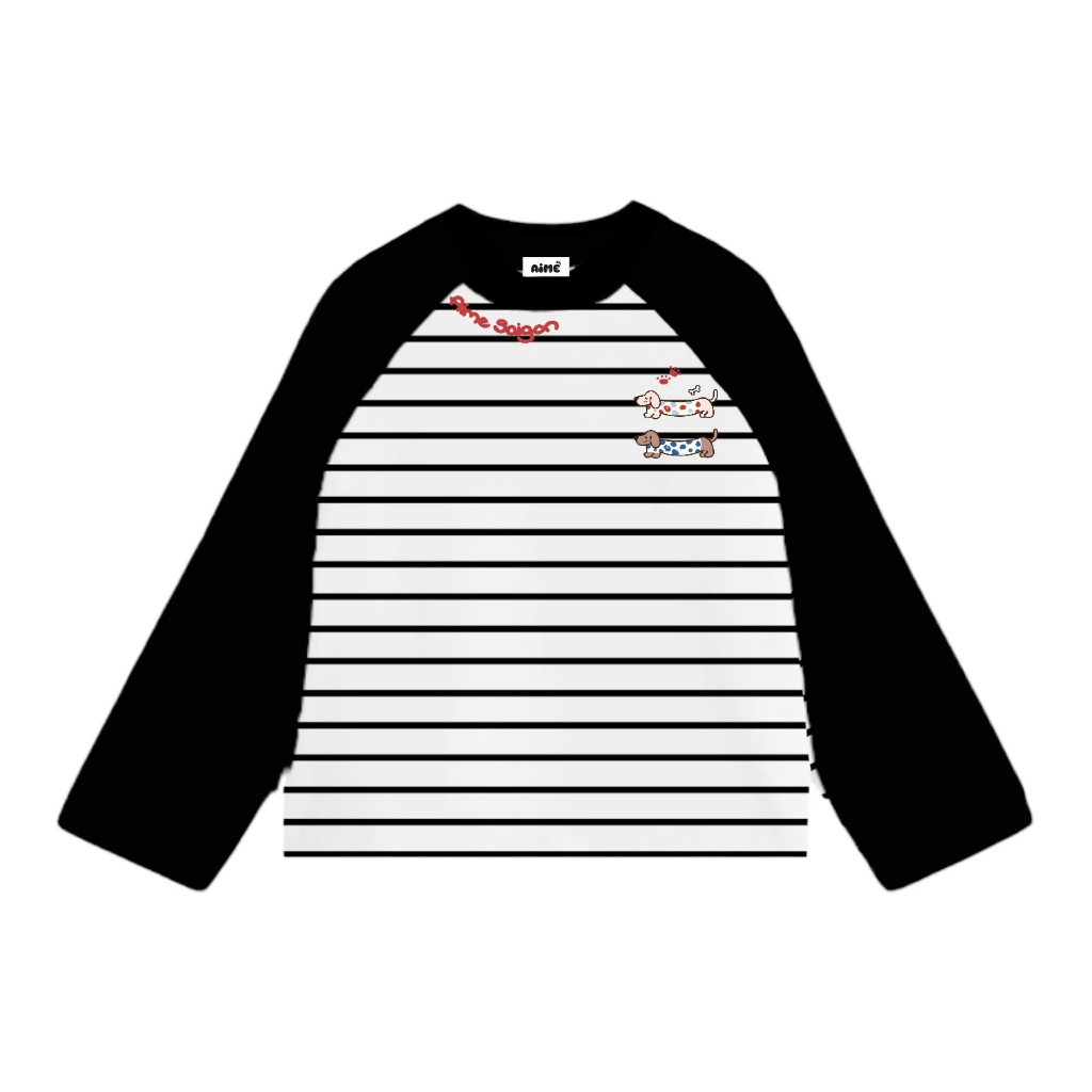 [Ver2] Aimesaigon Áo Thun Tay Dài Raglan Phối Sọc Ngang Long Sleeve Boxy AIMÉ Form Rộng Cổ Tròn Unisex Áo Thu Đông | BigBuy360 - bigbuy360.vn