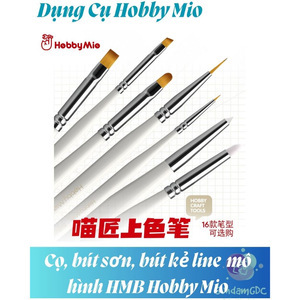 Cọ bút sơn bút kẻ line phù hợp các loại sơn mô hình HMB-01 - HMB-16 Hobby Mio - Dụng Cụ Mô Hình