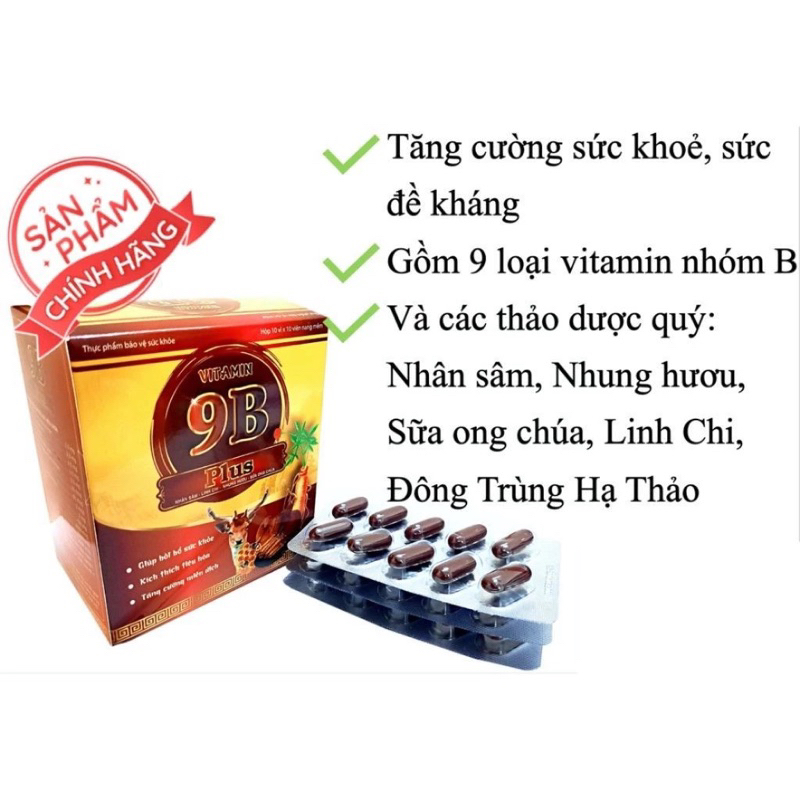 VITAMIN Tổng Hợp 9B PLUS Đại Uy,  Tăng Cường Sức Đề Kháng, Giúp Ăn Ngon, Ngủ Ngon (100 v nang mềm)