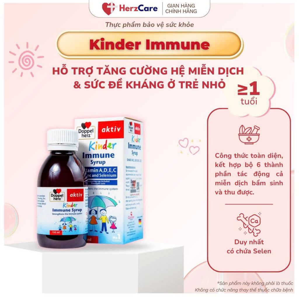 Thực phẩm bảo vệ sức khỏe Doppelherz Aktiv Kinder Immune Syrup hỗ trợ hệ miễn dịch, tăng cường sức đ