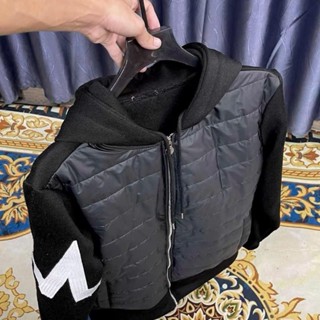  Áo phao Mon nam nữ có mũ tay len đen Nam Nữ Phong Cách Boy Phố Hot Trend 2026 QC 