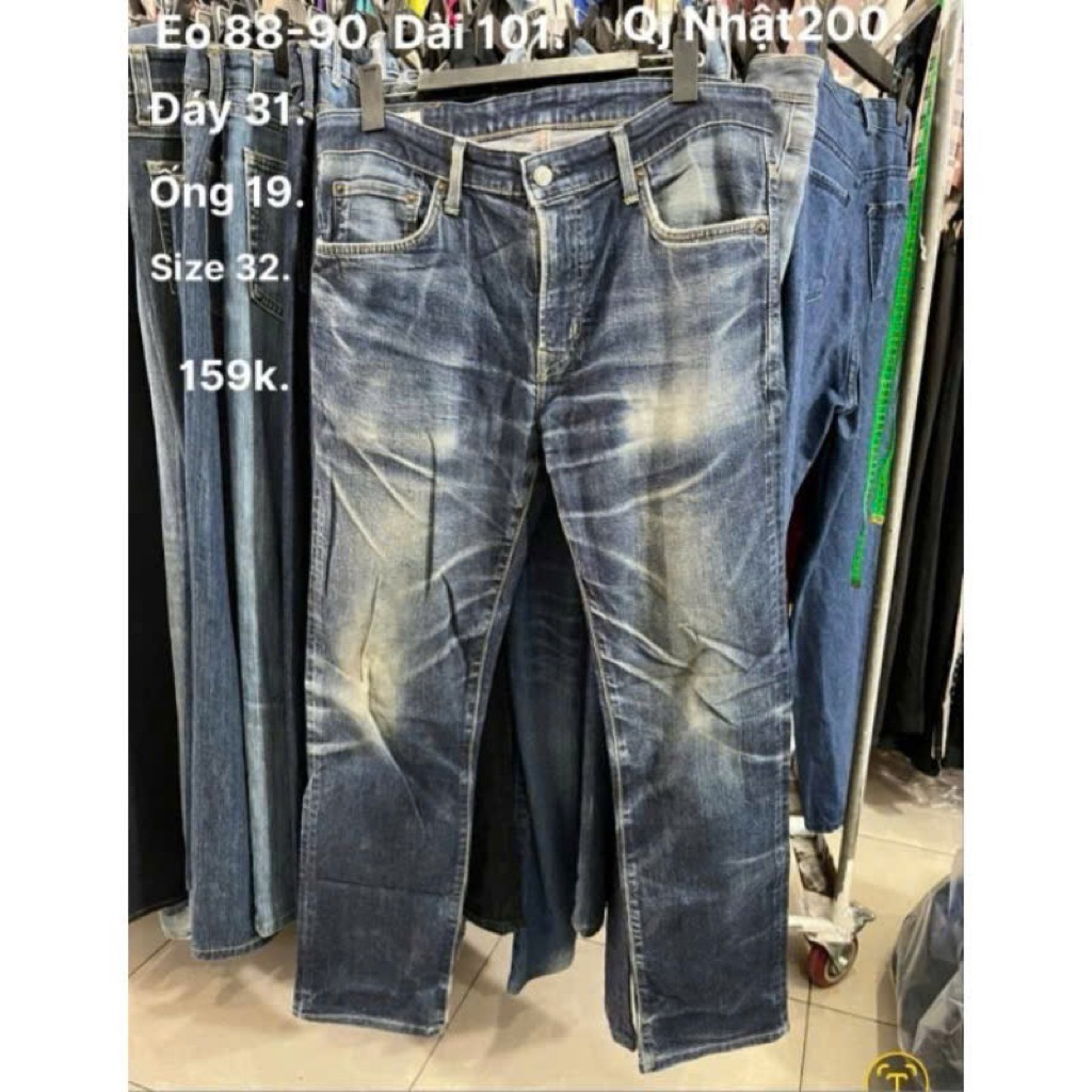 Quần jean nam eo 88-90cm, dài 101cm. QjNhat200.