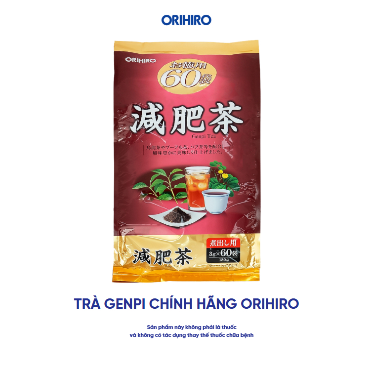 Trà Genpi Orihiro hỗ trợ giảm mỡ thừa quy cách 60 gói/túi