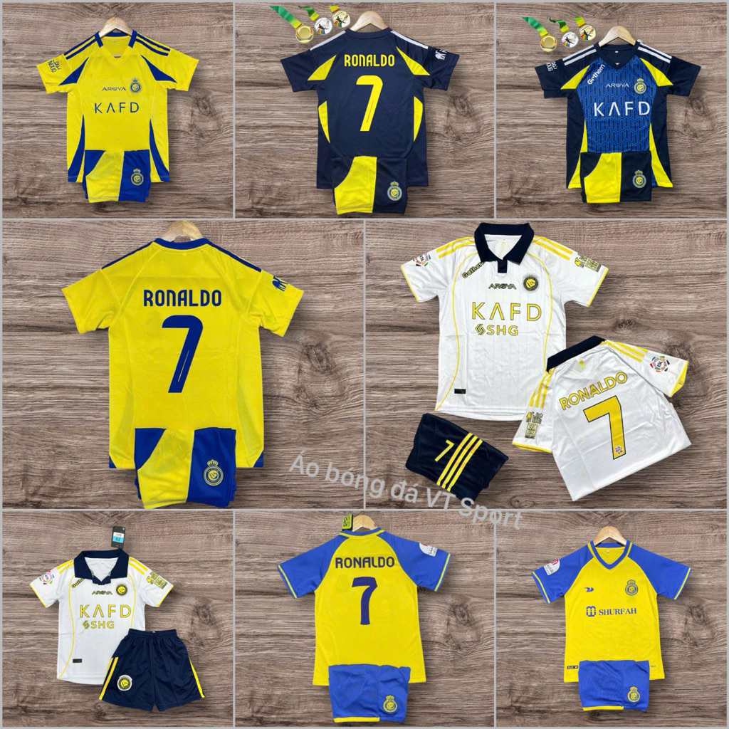 Bộ Quần Áo Bóng Đá Banh Trẻ Em CLB ALNASSR 2023 / 2024 - ( QUẦN + ÁO )+(IN SẴN) -  Vải Mè Kim Cao Cấ