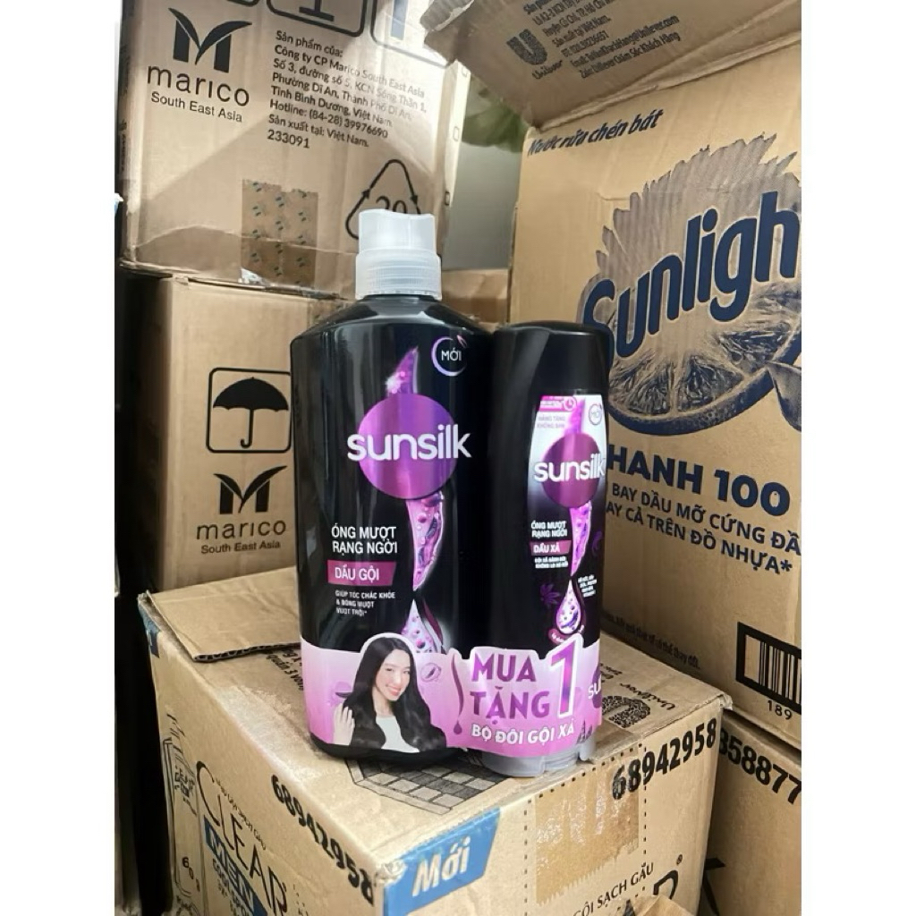 Dầu gội / xả sunsilk vàng, đen 650g kèm chai xả nhỏ hoặc gội/ khăn