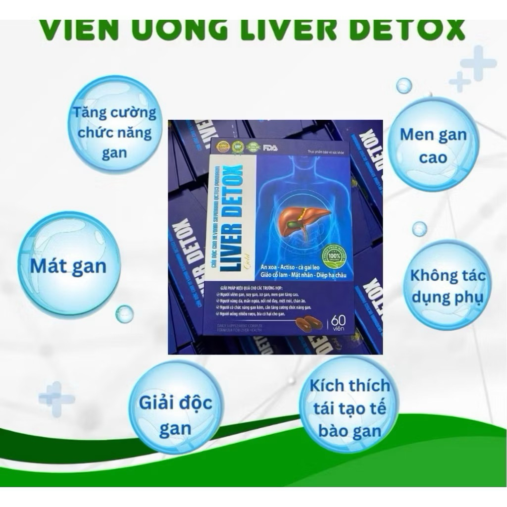 HN- VIÊN UỐNG GIẢI ĐỘC GAN BỔ GAN MÁT GAN liver detox  gold hộp 60