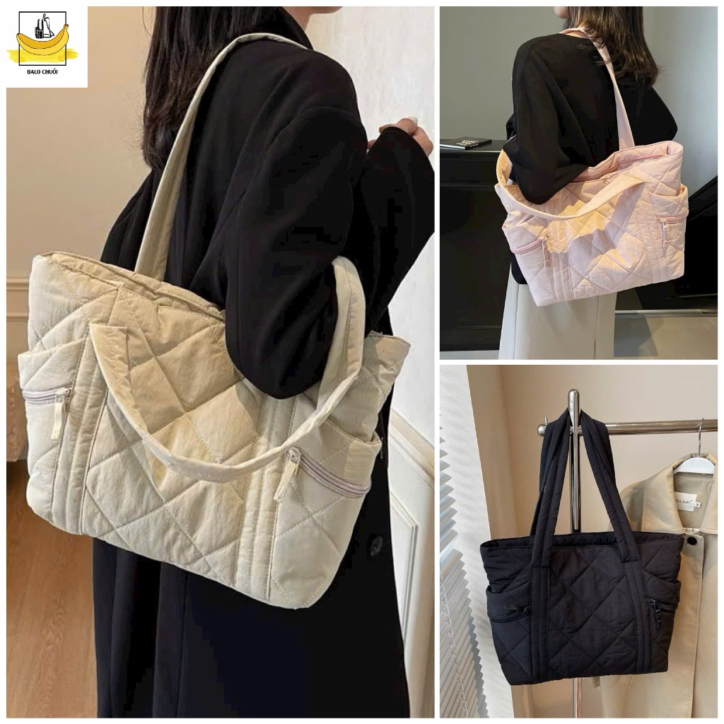 TÚI TOTE ĐEO VAI PHAO BÔNG THỜI TRANG FORM TO VỪA LAPTOP ĐI HỌC ĐI CHƠI