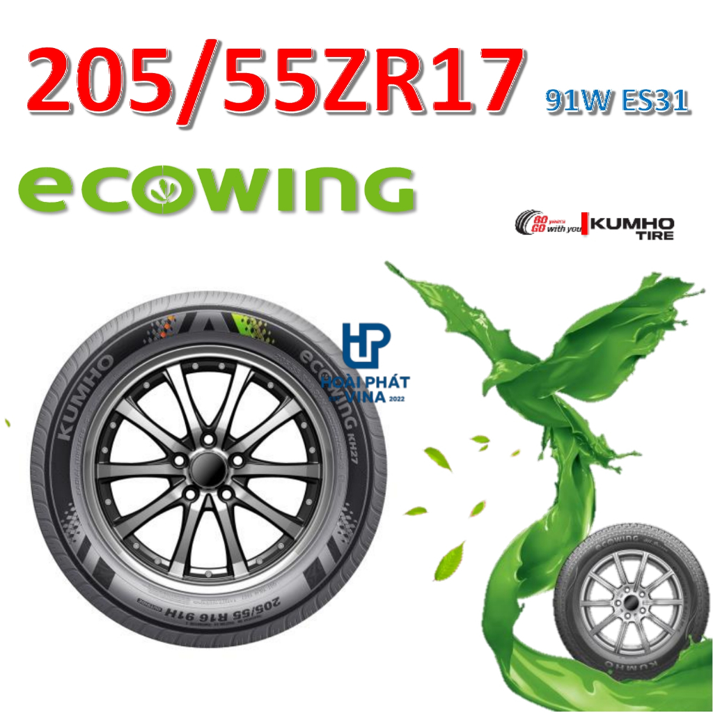Lốp ô tô Kumho 205/55 ZR17 91W Ecowing ES31 – Chính Hãng BH 5 năm (205/55R17, 205 55 R17)