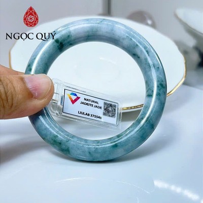 Vòng cẩm thạch A - Ngọc phỉ thúy type A bản tròn màu lam tím hoa bay ni 51-53 mm (kèm kđ type A)- Ngoc Quý