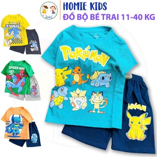  Bộ quần áo bé trai size đại 11-40 kg set đồ bộ thun cotton trẻ em mặc mát in game khủng long capybara labubu Homie Kids 