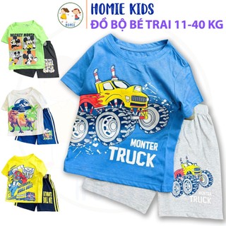  Đồ bộ cotton bé trai size đại set bộ quần áo cộc tay trẻ em 11-40 kg mặc mát hoạt hình ôtô game khủng long Homie Kids 