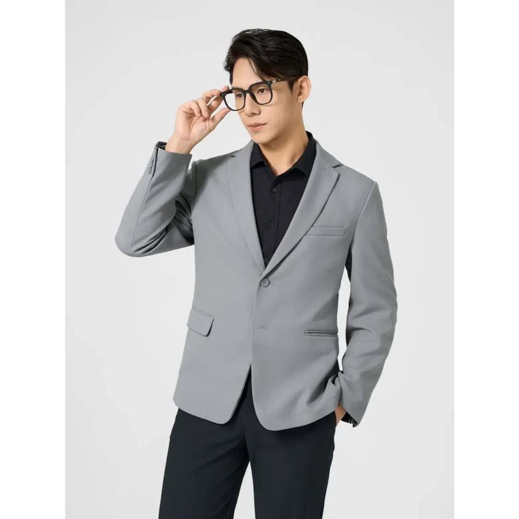 Áo blazer nam màu ghi xám , áo khoác blazer cao cấp 3 lớp 2 hàng khuy