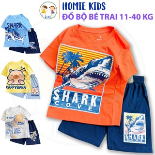  Đồ bộ cho bé trai thun cotton size nhí đại 11-40 kg set bộ thun trẻ em mềm mịn in hình siêu nhân khủng long Homie Kids 