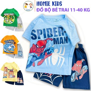  Quần áo bé trai size đại 11-40 kg set đồ bộ trẻ em thun cotton tay ngắn in hình khủng long ôtô cá mập game Homie Kids 