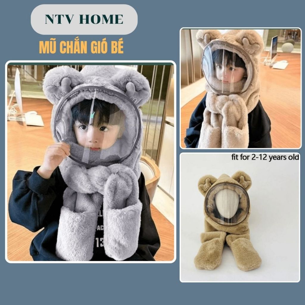 NTV HOME Mũ Kính Chùm Đầu kèm Khăn Quàng Cổ Bao Tay Chống Gió, Bụi Toàn Diện