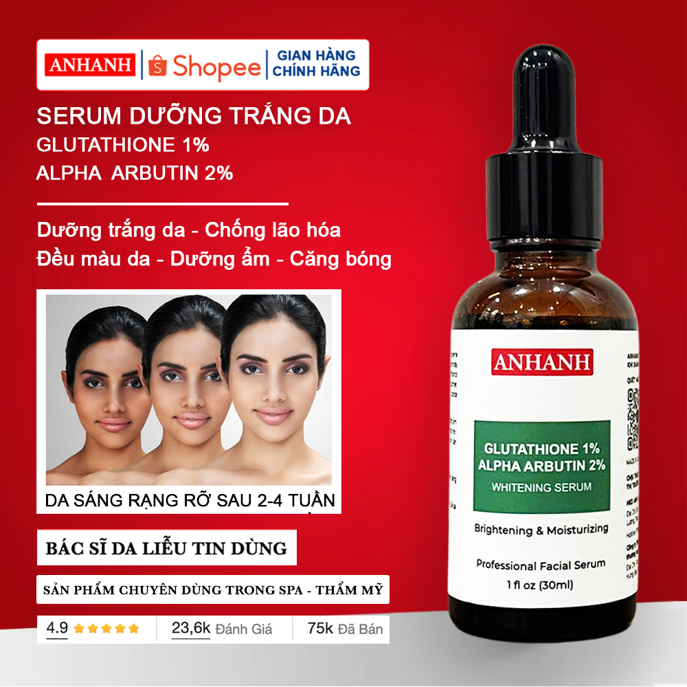 Serum dưỡng trắng Alpha Arbutin + Glutathione + Vitamin C ANHANH - Dưỡng sáng da, mờ thâm, dưỡng ẩm