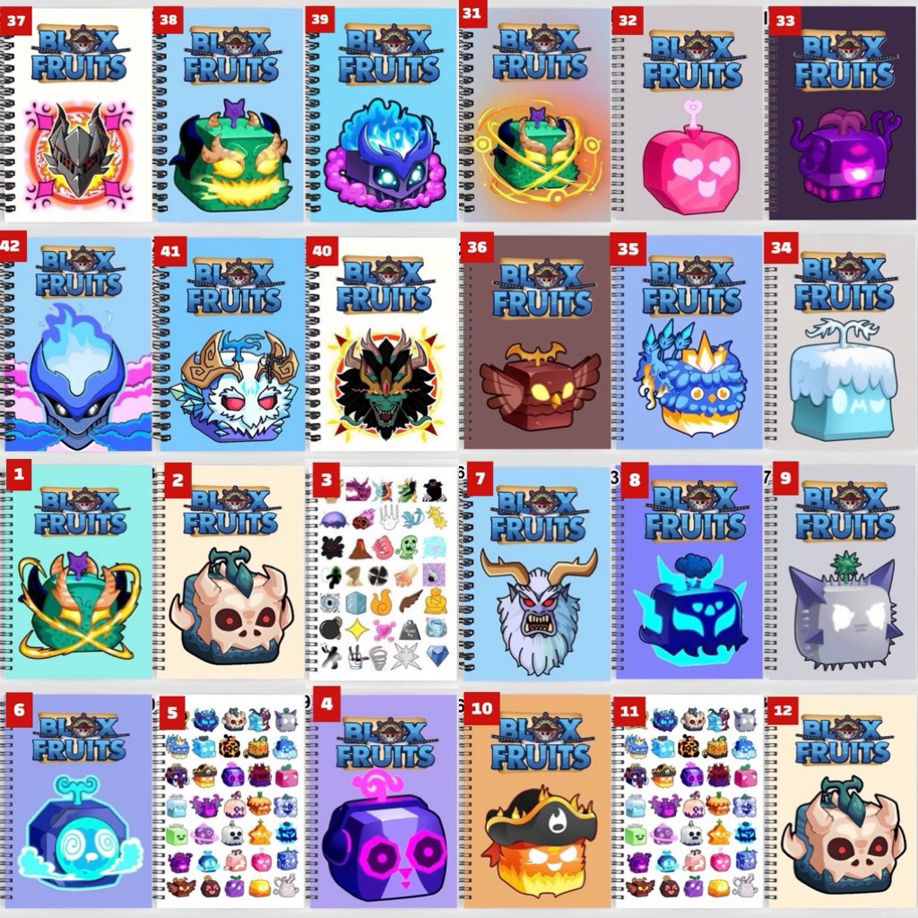 tập viết / sổ viết game blox fruits gáy xoắn 200 trang /sổ hình Blox fruits game gấu bông búp bê trò