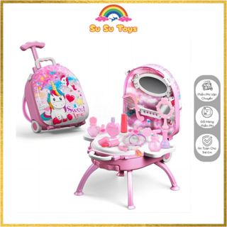 Đồ chơi vali trang điểm hình thỏ kuromi cho bé gái, có thể lắp ghép thành bàn trang điểm nhiều mẫu cho bé lựa chọn