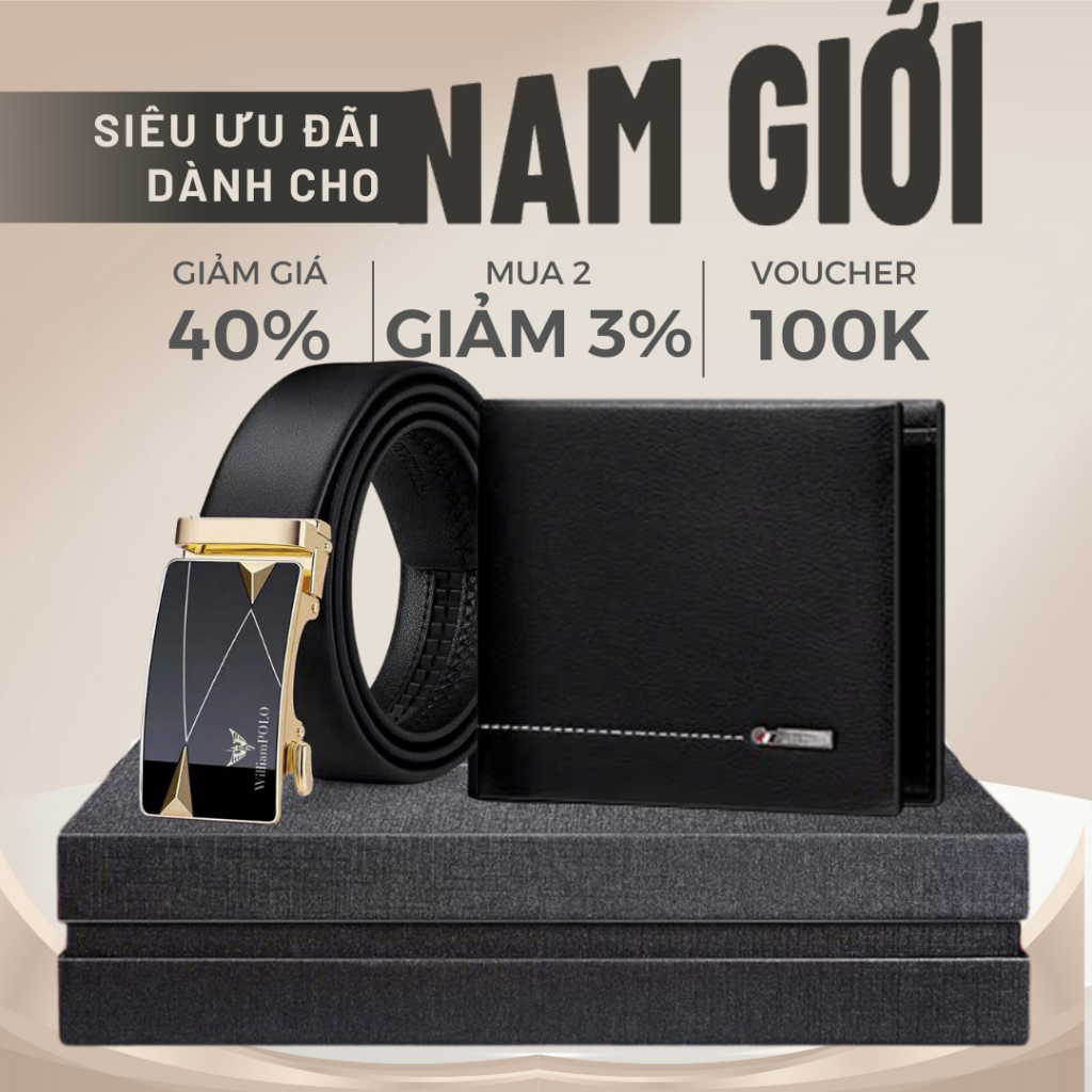 Combo Thắt Lưng Nam Da Cao Cấp Khóa Tự Động Và Ví Da Nam Lịch Lãm TL87+Ví14