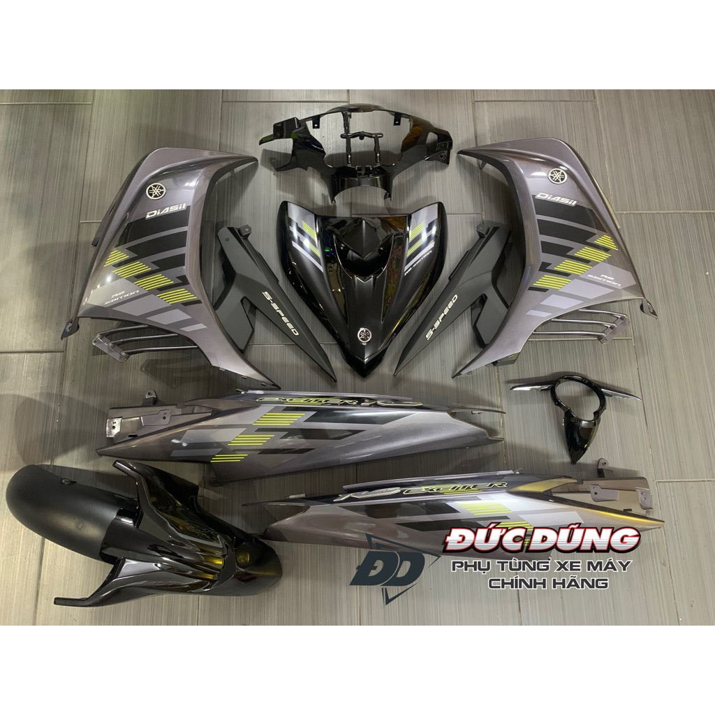 💫Dàn áo Exciter 135 5 số xám đen tặng kèm tem in chất lượng cao