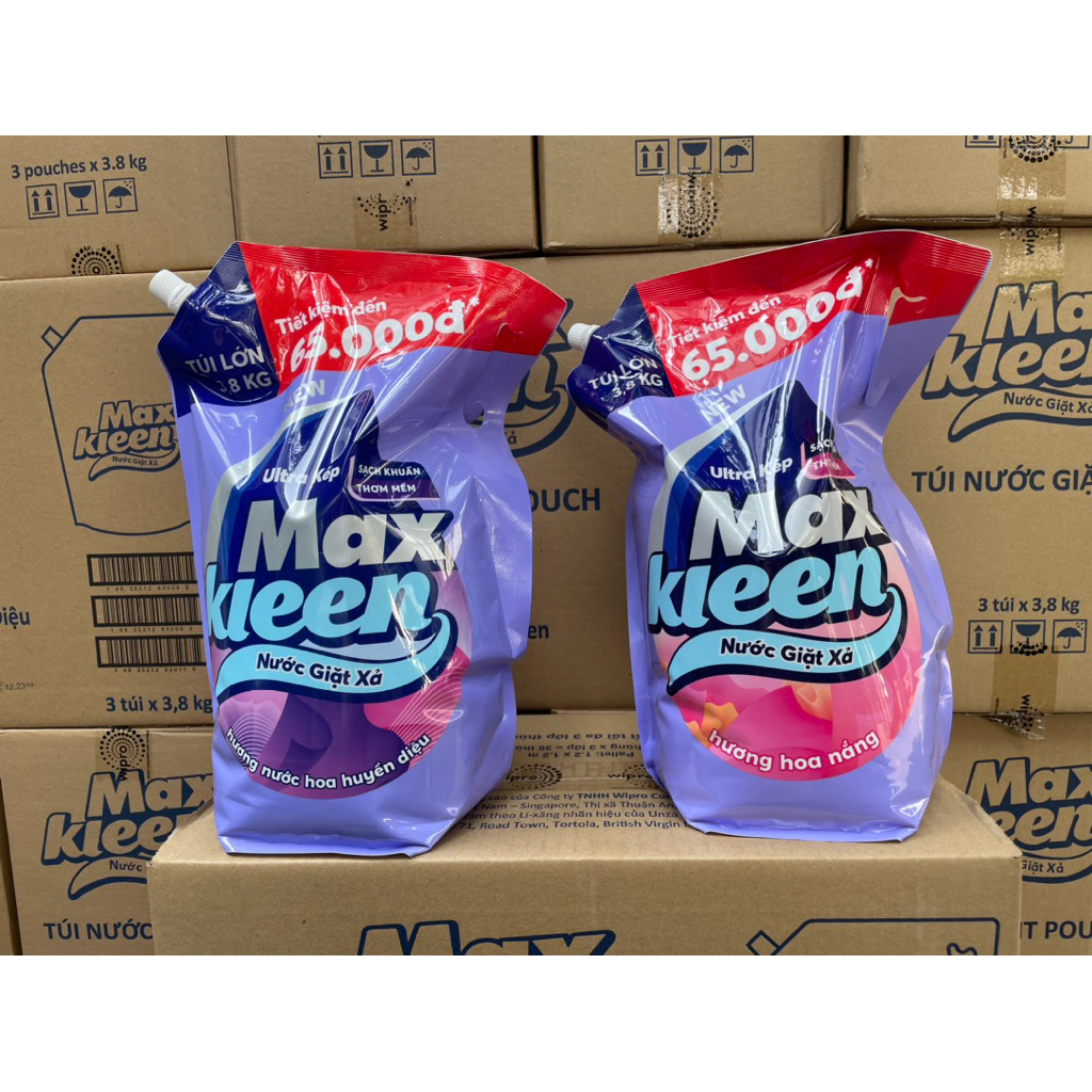 Combo 2 Túi giặc xả Maxkleen 3.8kg hương hoa nắng và huyền dịu