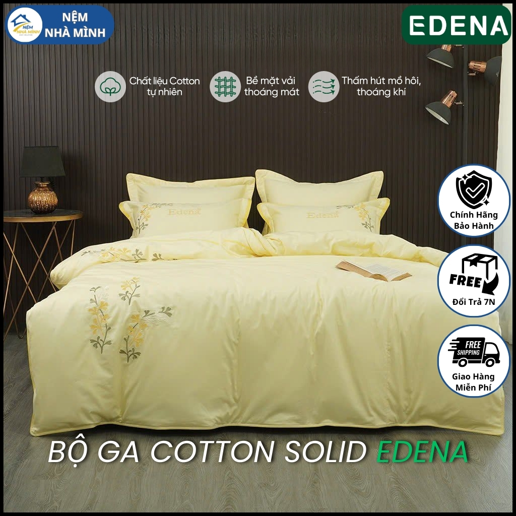 Bộ Ga Cotton Solid Edena Mẫu 387 -Hàng Chính Hãng