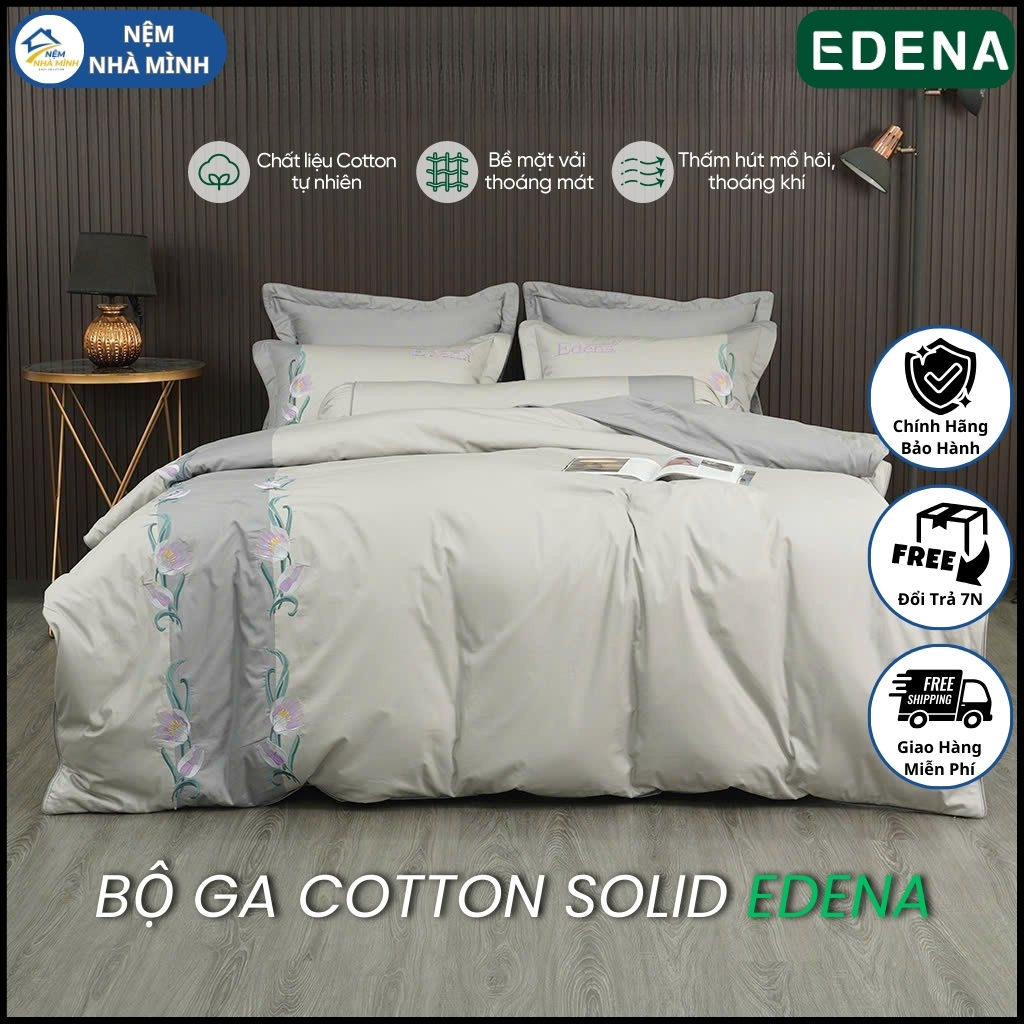 Bộ Ga Cotton Solid Edena Mẫu 386 - Hàng Chính Hãng EDENA