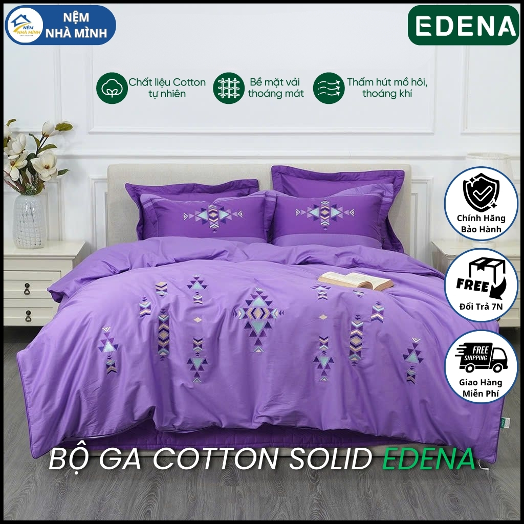 Bộ Ga Cotton Solid Edena Mẫu 383 - Hàng Chính Hãng EDENA