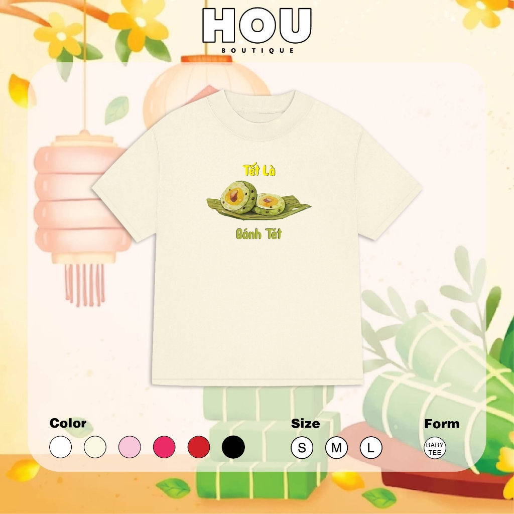 [Bst TẾT] Áo Thun Nữ Babytee Dáng Vừa, Thun Cotton 2 Chiều, Cổ Tròn HOU boutique Mẫu Tết là B T ( AT