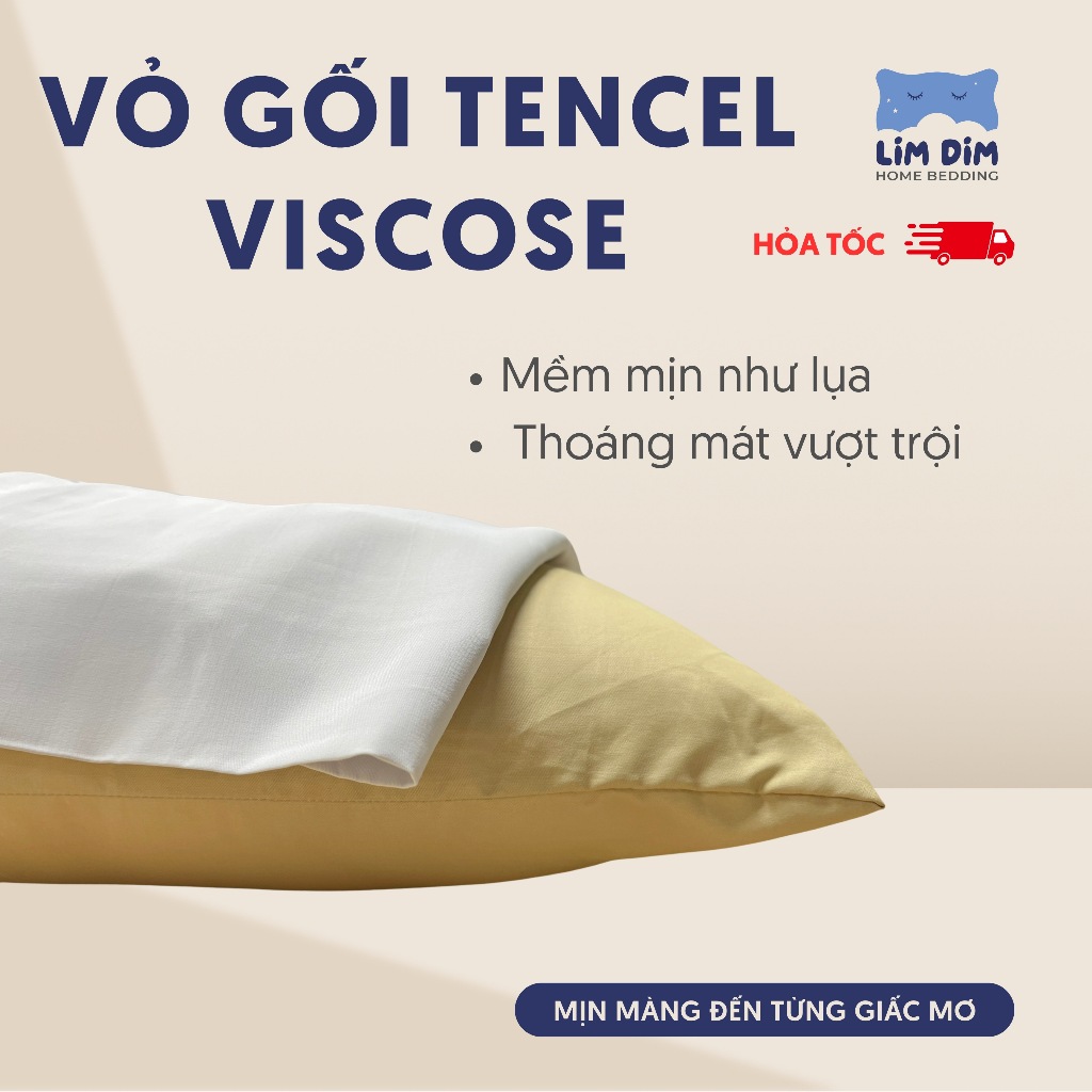 Vỏ Gối Túi Tencel Viscose,Mát Lạnh, Êm Mịn, Chống Nhăn,Lim Dim Home Bedding