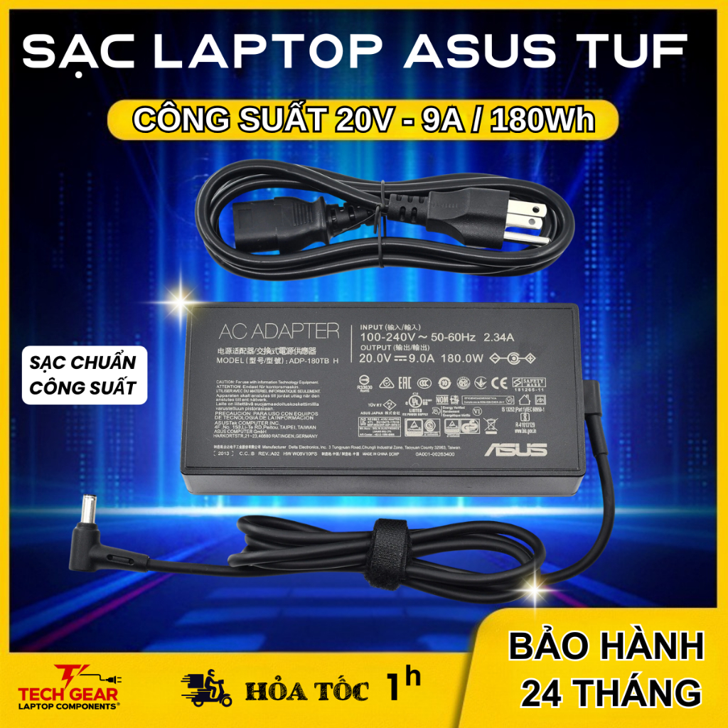 Sạc Dùng Cho ASUS 180W 9A / 9.23A – Sạc ASUS ROG Zephyrus G14 GA401, TUF A17, G14 – Adapter Laptop A