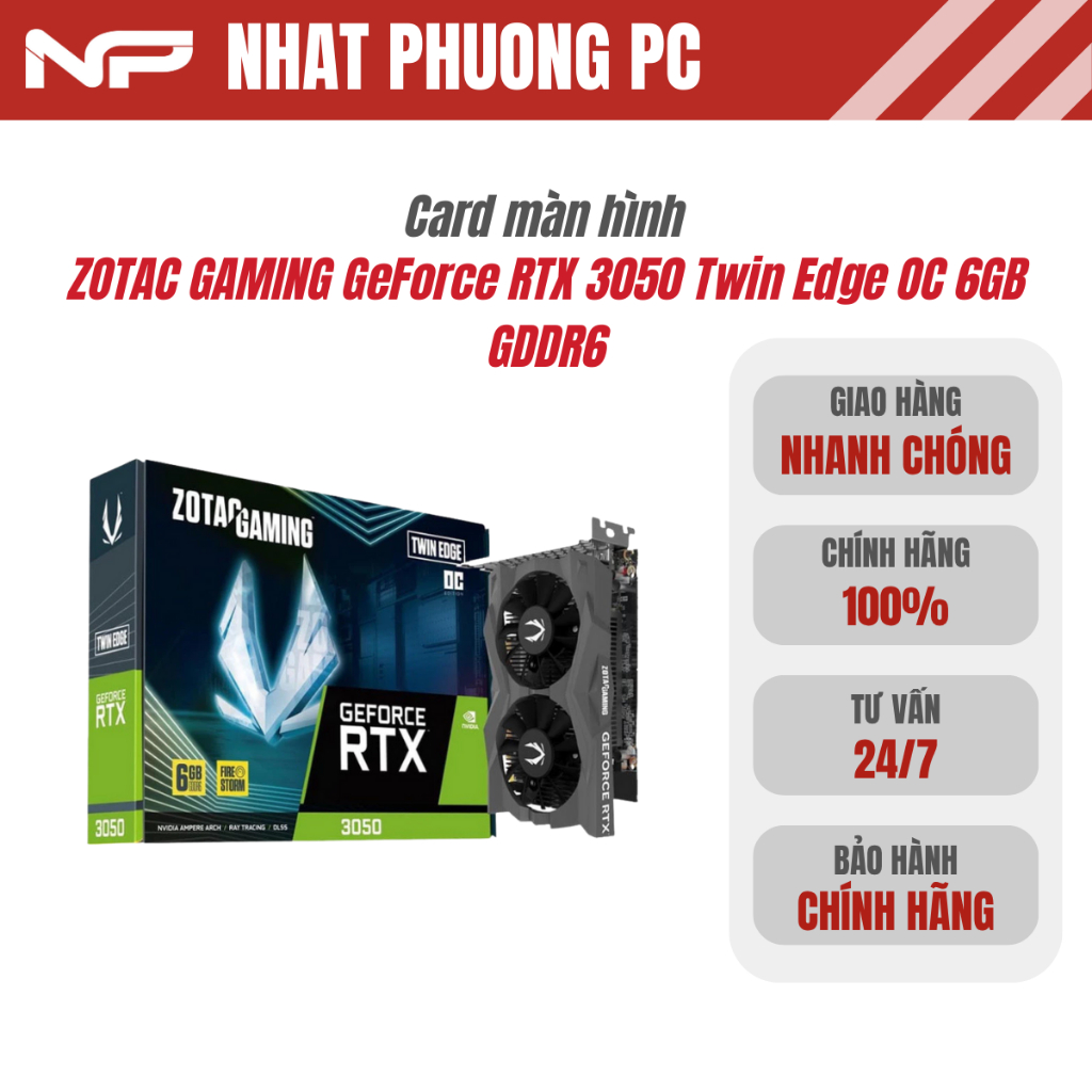 VGA ZOTAC GAMING GeForce RTX 3050 Twin Edge OC 6GB GDDR6